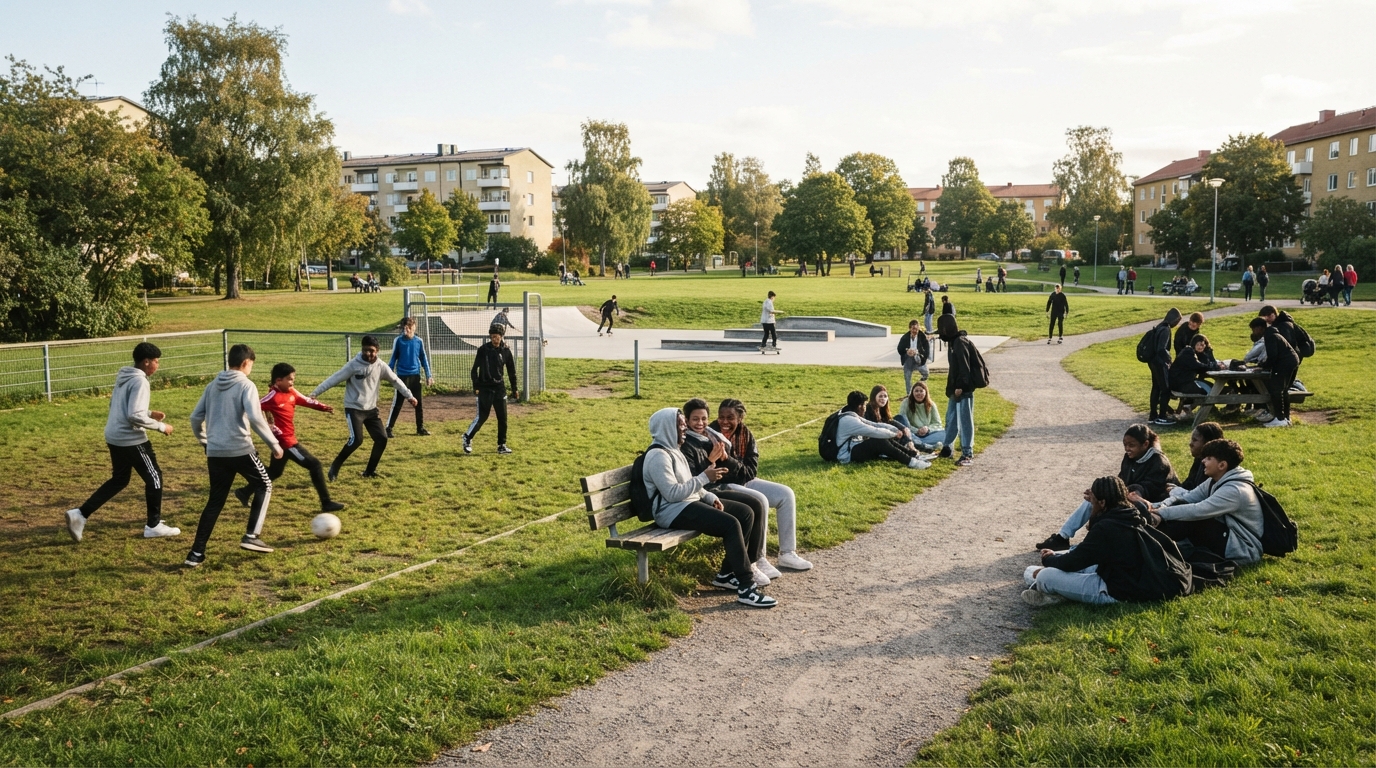 Ungdomar är aktiva tillsammans i en svensk kommun